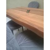 Masa 90551 Kütük Desen Model Ceviz Kaplama Metal X Ayak 4 Adet Sandalye Takım