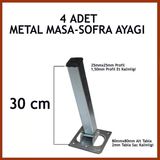 Masa Ayağı 4Lü Katlanır Krom Yer Sofrası Ayağı 30 Cm