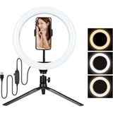 Masa Ayaklı 10 Inç LED Ring Lıght Influencer Youtuber Tiktok Telefon Tutucu Makyaj Işığı - Siyah