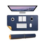 Masa Desk Mat 60X30 cm Çift Taraflı Deri Mouse Pad Kaymaz Suya Dayanıklı Rulo Yapılabilir Kompakt Masa Koruyucu Ofis Laptop ve Makyaj Masası Için 2mm Lacivert - Option-1 - 0002 - Beyaz