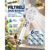 Masa Dostu 6 Sprey Modlu Filtreli Duş Başlığı Büyük Su Paneli Silikon Nozullu Beyaz Modern Tasarım Tdms - standart