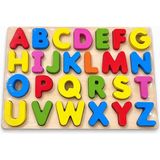Masa Dostu Ahşap Alfabe Puzzle Eğitici Oyuncak - 1 - Çok Renkli