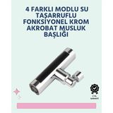 Masa Dostu Krom Kaplamalı Çok Fonksiyonlu Musluk Başlığı | Paslanmaz Malzeme