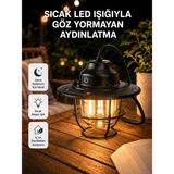 Masa Dostu Taşınabilir Retro Çam Konisi Kamp Lambası Gece Işığı Su Geçirmez Tdms-07 - Renkli