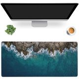 Masa Matı, Deniz Dalgaları ve Fantastik Sahil Oyun Fare Altlığı, Ofis, Bilgisayar, Klavye için XXL Genişletilmiş Mouse Pad Mat, Kaymaz Tabanlı Dikişli Eges Fare Altlığı 89,9 x 40,0 cm
