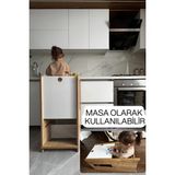 Masa Olabilen Montessori Öğrenme Kulesi Çıkarılabilir Güvenlikli ve Ayarlanabilir Yükseklikli Bebek Aktivite Masası Çocuk Çalışma Masası