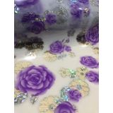 Masa Örtüsü Mor Çiçek Şeffaf Desenli 1.7mm Kalın Pvc Kaymaz 80 Cm X 110 Cm