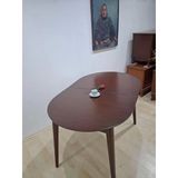 Masa Oval 90641 Retro Ayak Model Kayın Retro Açılır Parlak Ceviz Tabla El Yapım