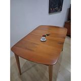 Masa Oval 90642 Retro Ayak Kayın Retro Açılır Parlak Açık Ceviz Tabla El Yapım