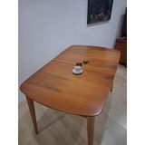 Masa Oval 90642 Retro Ayak Model Kayın Retro Açılır Parlak Açık Ceviz Tabla El Yapım
