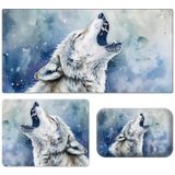 Masa Pedi, Büyük Oyun Mouse Pad + Küçük Mouse Pad + Bilek Dayanağı, Ergonomik Mouse Pad, Dikişli Kenarlı Masa Matı, Kaymaz, Ev Ofis Oyunları için Bellek Köpüğü Masa Matı (23,6 x 11,8 cm), Gri Kurt