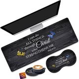 Masa Pedi Oyun Mouse Pad + Bilek Desteği Destek Pedi + Bardak Altlığı, 80 cm × 30 cm Dayanıklı Kaymaz Genişletilmiş Bilgisayar Mouse Pad, Ofis ve Ev için Uygun, İncil Ayeti Phil 4-13