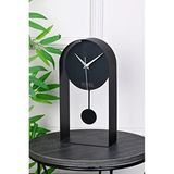 Masa Saati Sarkaçlı Metal Siyah Renk Sessiz Mekanizma Dekoratif Modern Tasarım 32X16CM Mms
