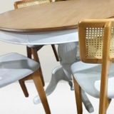 Masa Sandalye 90181 Takım Ihlamur Baba Ayak MDF Tabla 110cm Beyaz Ceviz El yapım