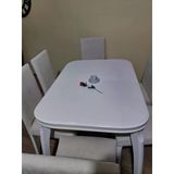 Masa Sandalye 90645 Muz Model Kayın Muz Açılır Parlak Lake Beyaz Giydirme Sandalye