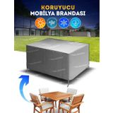 Masa Sandalye Bahçe Mobilya Koruma Kılıf Örtüsü Gri 260x160x80cm Su Geçirmez