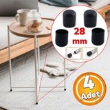 Masa Sandalye Sehpa Ayak Tapası Tıpa Papuç Takoz Yuvarlak Siyah 28 Mm Parke Zemin Koruyucu 4 Adet