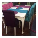 Masa-Sandalye ST ASLAN Model Kayın Aslan Kapiton Parlak Beyaz açıl masa tabla 6ad