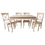 Masa-Sandalye ST Çapraz Tk Model HAM Kayın Klasik Aslan Ayak Açılır Tabla ElYapım - Ahşap - 80x120