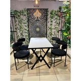 Masa Sandalye Takımı 4 Kişilik Yemek Masası Takımı Mutfak Masası Takımı - 70X120 SİYAH