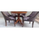 Masa ST Baba 90145 Ihlamur Ayak Model Sandalye Zus 40 Asil Ahşap MDF Kapitoneli - 100x100x78 - Ceviz