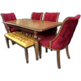 Masa ST FiTİL TARAK Açılır Masa klasik Kapitone Giydirme Sandalye Retro Ayak Ort - Ceviz
