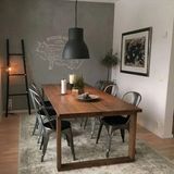 Masa Tasarım Dünyası Masa Tasarım Dünyası* Doğal Ahşap, Kare Ahşap Ayak Yemek Masası - 80 x 200