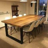 Masa Tasarım Dünyası x Doğal Ahşap Metal U Ayak Yemek Masası - 100 x 220