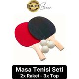 Masa Tenisi Raket Seti 2 Adet Raket 3 Adet Pinpon Topu Ahşap Saplı Dayanıklı Ve Hafif Oyun Ekipmanı