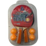 Masa Tenisi Raketi Seti, 2 Raket + 4 Pinpon Topu, Ahşap - Çok Renkli