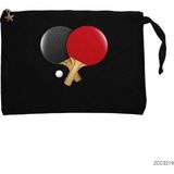 Masa Tenisi Raketleri Siyah Clutch Astarlı Cüzdan / El Çantası - 25x18cm