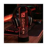 Masa Üssü Dota 2 Logolu RGB Işıklı Pleksi Kulaklık Standı - Oyuncu Kulaklık Tutucu Askı Aksesuarı
