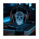 Masa Üssü RGB Gamer Kulaklık Standı Geometrik Iskelet Tasarımı ile 16 Renk Seçeneği Sunan Kuru Kafa Tutucu
