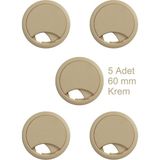 Masa Üstü Kablo Kanalı Deliği Kapağı Krem Masa Kapağı 6 cm (5 Adet)