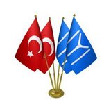 Masa Üstü Kayı Boyu Bayrağı Türk Bayrağı Dörtlü Pirinç Direk Masa Bayrak Seti