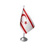Masa Üstü Kktc Bayrağı Krom Direk Masa Bayrak Seti