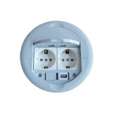 Masa Üstü Priz Kutusu Gömme Tip Gri + 2 Ad. Priz+1 Ad. USB Geçiş