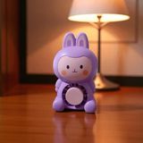 Masa Üstü Vantilatör Mini Tavşan Fan Usb Şarjlı Vantilatör Mor Pembe Işıklı
