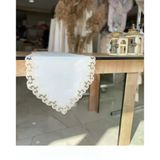 Masa Üzerine Runner, Sehpa Örtüsü Fransız Dantel Detaylı Lale 40 X 145 Cm Krem