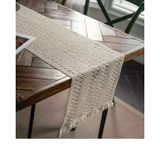 Masa Üzerine Runner, Sehpa Örtüsü Fransız Dantel Detaylı Otantik 40 X 140 Cm Krem