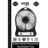 #MasaFanı 3 Mod Şarjlı Aydınlatmalı Sessiz Mini Pervaneli Soğutucu Küçük Masaüstü Vantilatör Fan