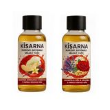 Masaj Yağı Ve Kayganlaştırıcı Beraber Tek Üründe Kavun Çikolata Vanilya karışık aromalı ve Lavanta Gül Jojaba karışık kokulu 2li masaj yağı seti hediyeli