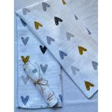 Masal Baby Müslin Battaniye 80X90 cm ( Çıtçıtlı Müslin Omuz Bezi Hediyeli) Çok Amaçlı Müslin Bez - Mavi