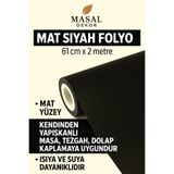 MASAL DEKOR Mat Siyah Mobilya, Dolap, Beyaz Eşka Kaplama Yapışkanlı Folyo