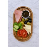 Masal Design Oval Uzun Ahşap Sunum Tabağı – Rustik Doğal Ağaç Servis 34X16