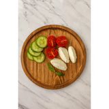 Masal Design Yuvarlak Ahşap Sunum Tabağı – Rustik Doğal Ağaç Servis & Kahvaltı 28X28