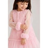 Masal Güllü Kız Çocuk Elbise Şeker Pembe - 9 Ay