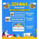 Masal Kitabı Temalı Okul Kreş Kişiye Özel Isim Etiket Seti - Model 199