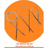 Masal Örgü Evi Çelik Telli Misinalı Örgü Şişi Seti, 40cm 60cm ve 100cm Uzunluk, 3'lü Set, Dikişsiz Bere ve Yaka Örgüsü İçin, Deforme Olmayan Çelik Tel (3)