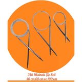 Masal Örgü Evi Çelik Telli Misinalı Örgü Şişi Seti, 40cm 60cm ve 100cm Uzunluk, 3'lü Set, Dikişsiz Bere ve Yaka Örgüsü İçin, Deforme Olmayan Çelik Tel (6)
